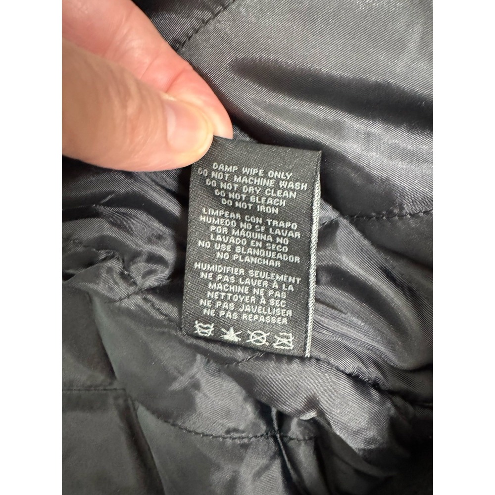 Members Only Mens Black Faux Leather Embossed Varsity Jacket Size M Lined Sporty - Picture 12 of 13